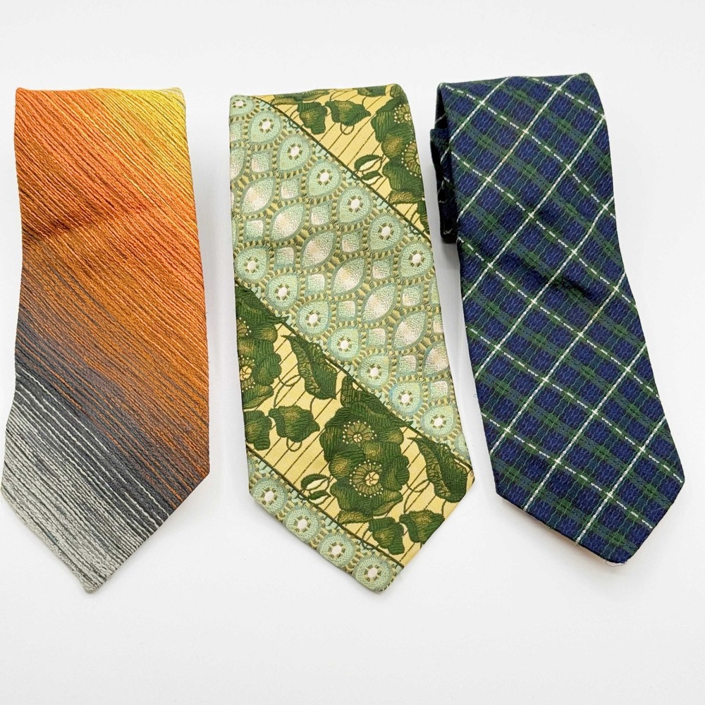 Lot Of 3 Vintage Prince‎ Consort Golden Clasp Ties Wide Jacquard Woven